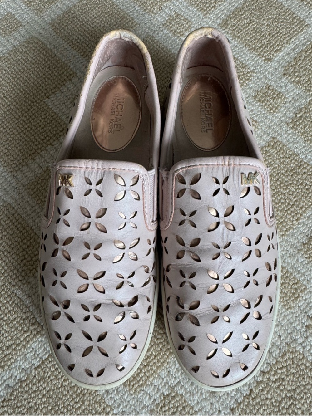 Michael Kors Keaton Slip On Sneakers Perforated Blush Pink Leather Size 5 - Picture 14 of 14